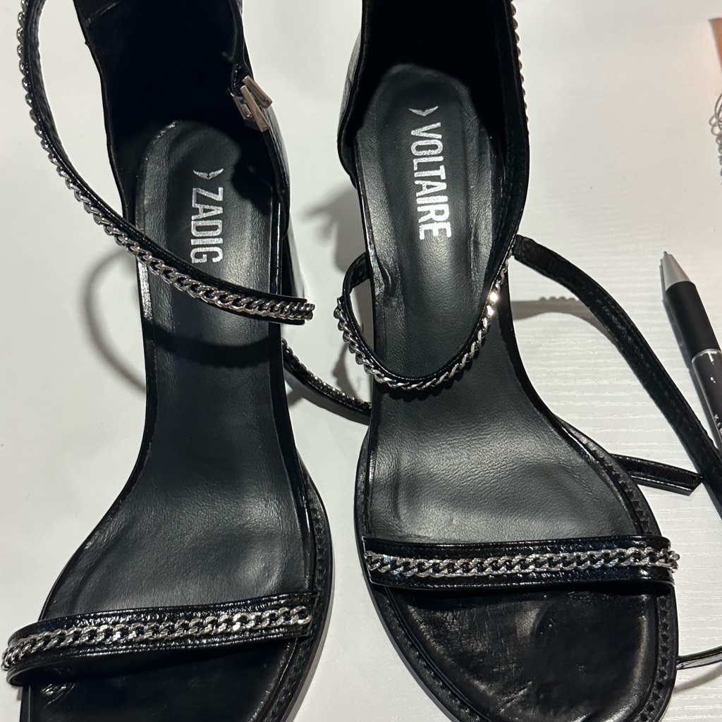 Zadig & Voltaire Sleek Black Chain Heels In Size 39